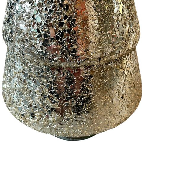 Metallic Gold Broken Fleck 13in Glass Christmas Tree Holiday Glam Made in India - Picture 8 of 10